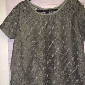 H&M olive green lace top size L